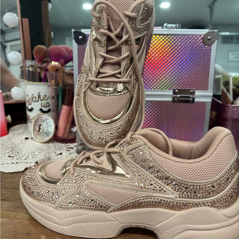 INC rose gold bling fashion sneakers, never worn